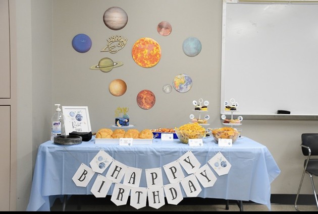 Space birthday party table